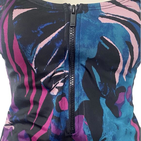 All In Motion Womens Size Small Zip-Front One Piece Swimsuit Racerback Laser Cut - Picture 4 of 13